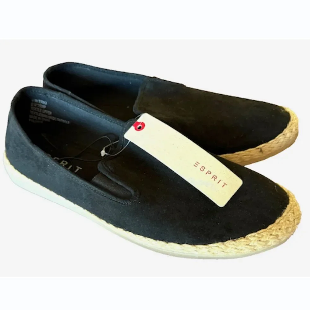 Esprit Erika Black Canvas Espadrille‎ Flats Slip-On Size 9.5